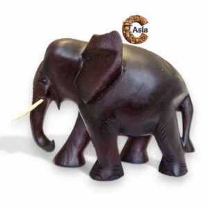 Handcrafted Wooden Elephant Statue – Artisan Carved Décor