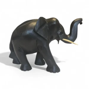 Handcrafted Wooden Elephant Statue – Black Finish