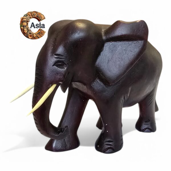 Handcrafted Wooden Elephant Statue – Artisan Carved Décor - Image 3