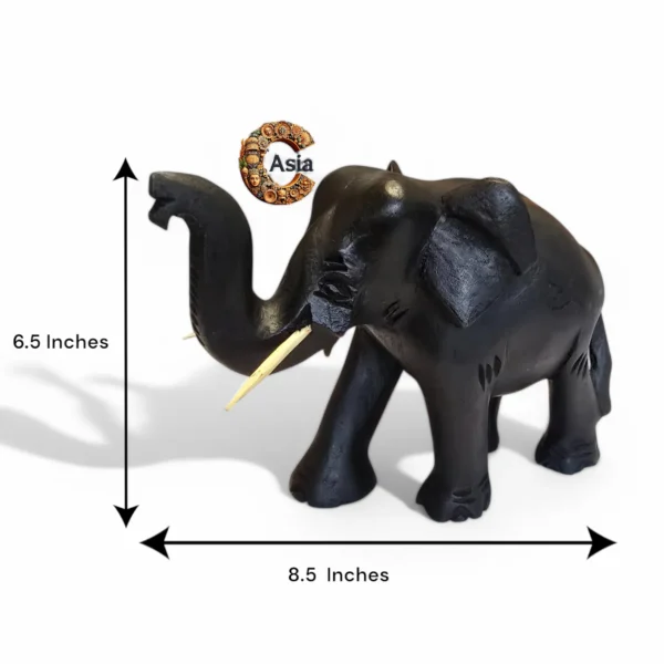 Handcrafted Wooden Elephant Statue – Black Finish - Image 3