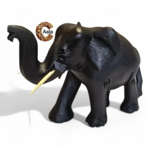 Handcrafted Wooden Elephant Statue – Black Finish