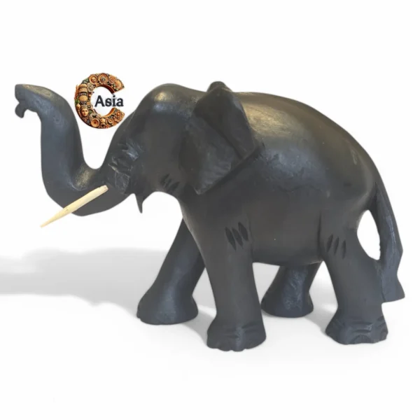 Handcrafted Wooden Elephant Statue – Black Finish - Image 4