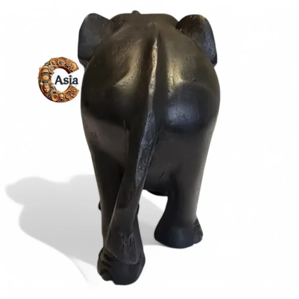 Handcrafted Wooden Elephant Statue – Black Finish - Image 5