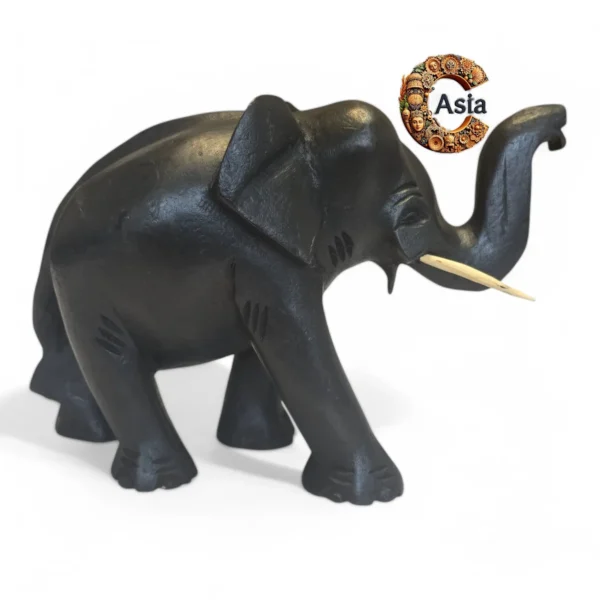 Handcrafted Wooden Elephant Statue – Black Finish - Image 6