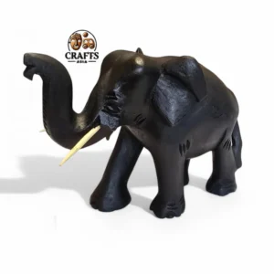 Handcrafted Wooden Elephant Statue – Black Finish