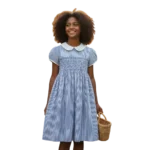 Handcrafted Blue Smocked Cotton Dress – 100% Pure Comfort & Timeless Beauty | Crafts Asia