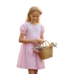 Charming Handmade Pink Gingham Smocked Dress | 100% Cotton Elegance – Crafts Asia