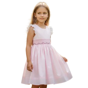 handcrafted pink smocked cotton dress