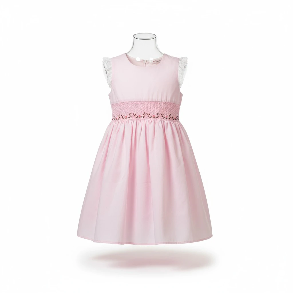 handcrafted pink smocked cotton dress
