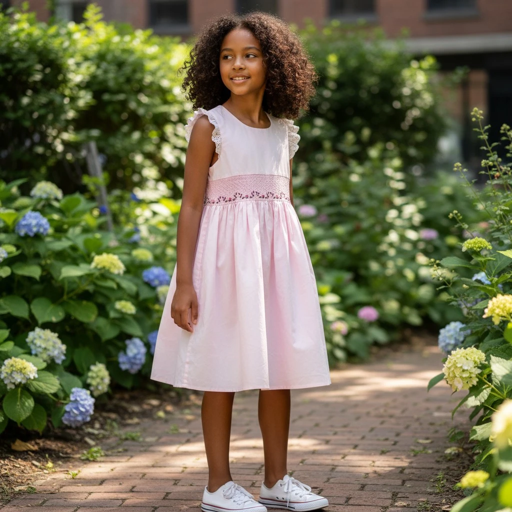 handcrafted pink smocked cotton dress